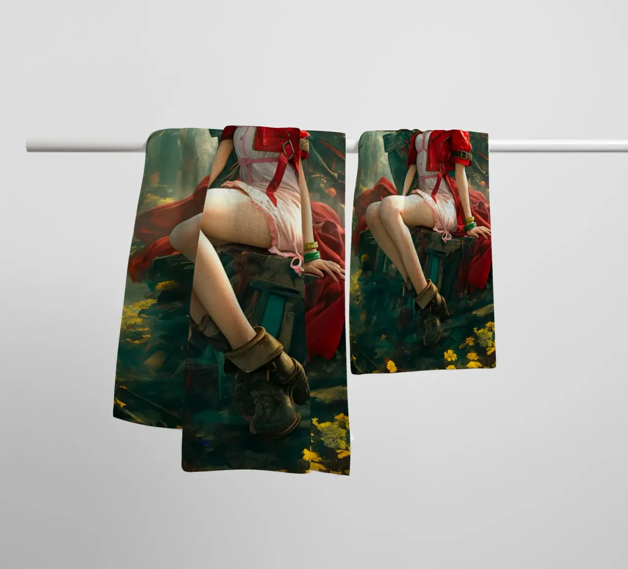 Ragazza in fiore Aerith a Midgar Final Fantasy VII FF7 asciugamano da bagno da Fleur de Lys