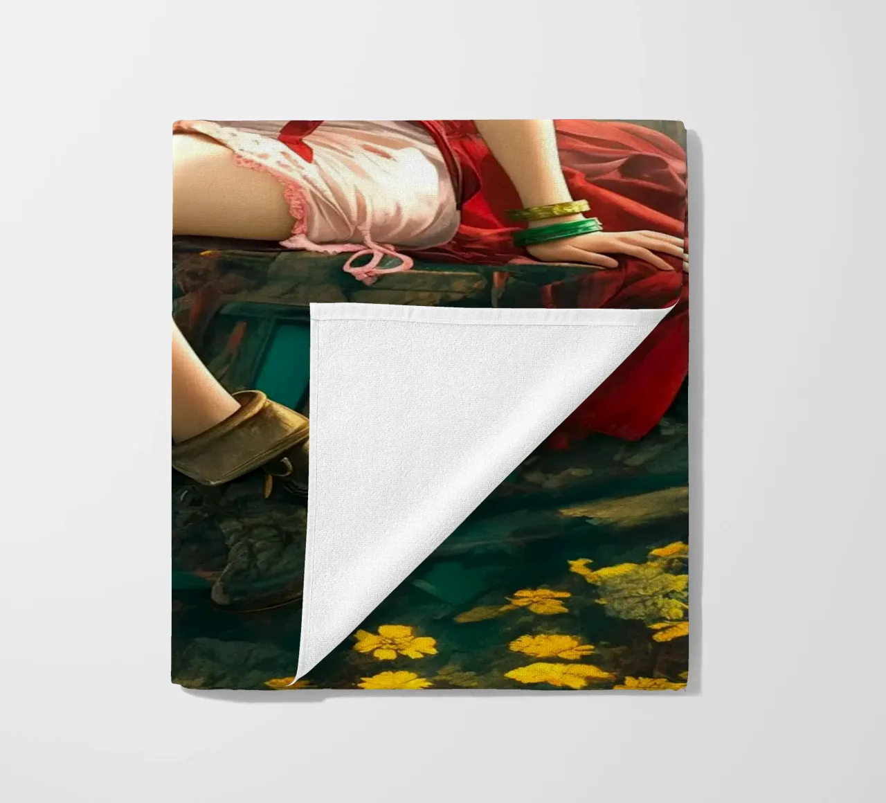 Ragazza in fiore Aerith a Midgar Final Fantasy VII FF7 telo mare da Fleur de Lys