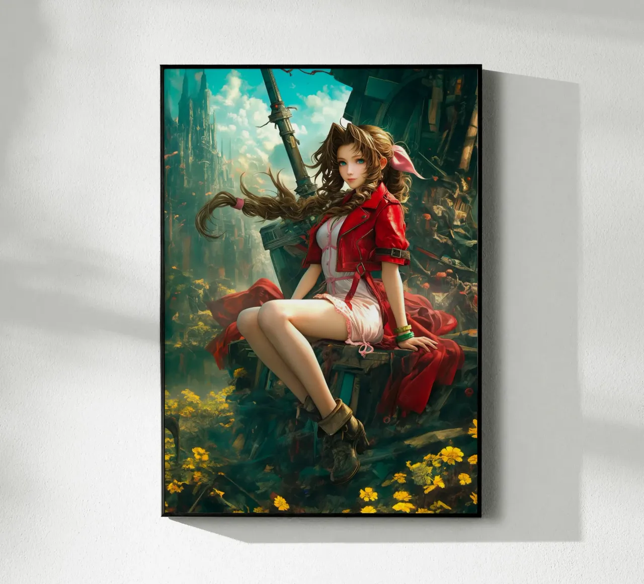 Ragazza in fiore Aerith a Midgar Final Fantasy VII FF7 plexiglass da Fleur de Lys