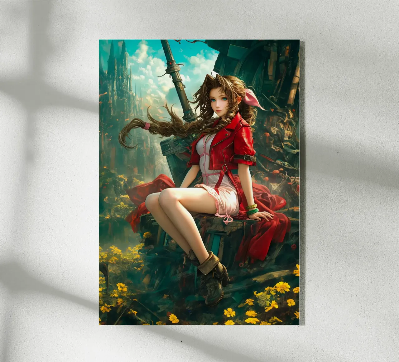 Ragazza in fiore Aerith a Midgar Final Fantasy VII FF7 plexiglass da Fleur de Lys