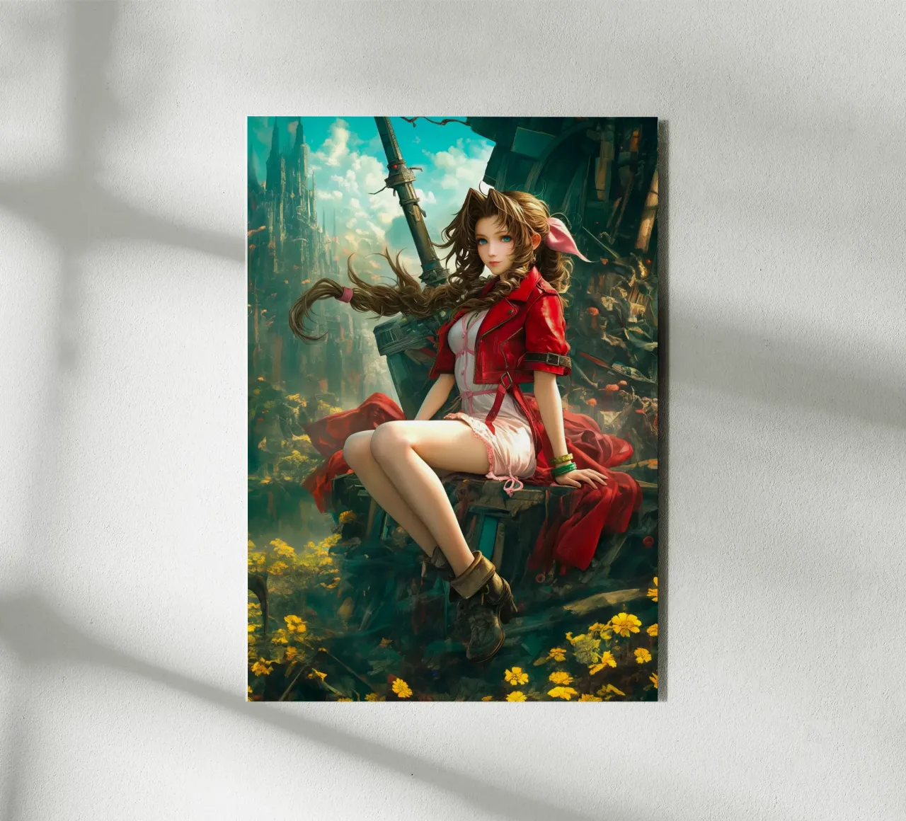 Ragazza in fiore Aerith a Midgar Final Fantasy VII FF7 alluminio dibond da Fleur de Lys