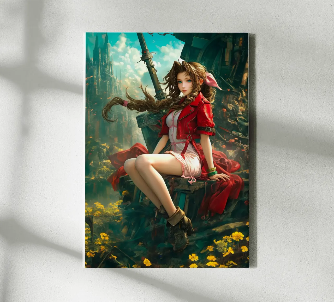 Ragazza in fiore Aerith a Midgar Final Fantasy VII FF7 tela con Cornice a cassetta da Fleur de Lys