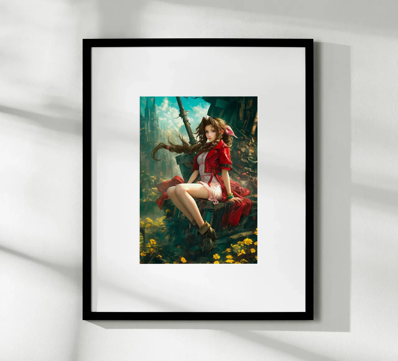 Fleuriste Aerith à Midgar Final Fantasy VII FF7 poster avec cadre en plastique de Fleur de Lys