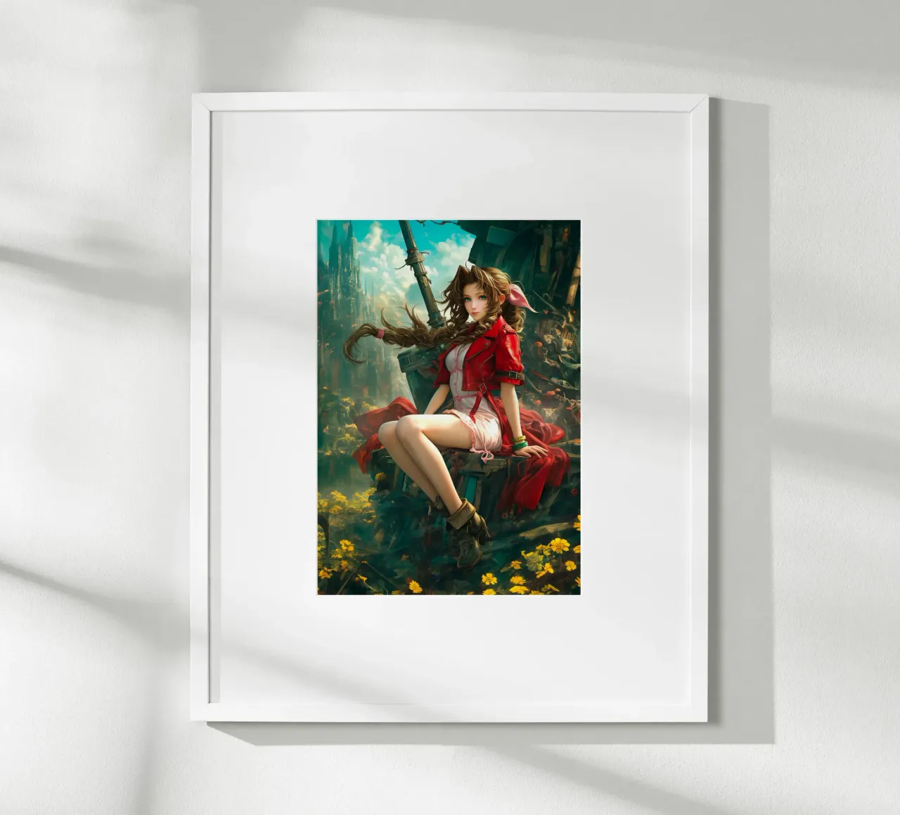 Fleuriste Aerith à Midgar Final Fantasy VII FF7 poster avec cadre en plastique de Fleur de Lys