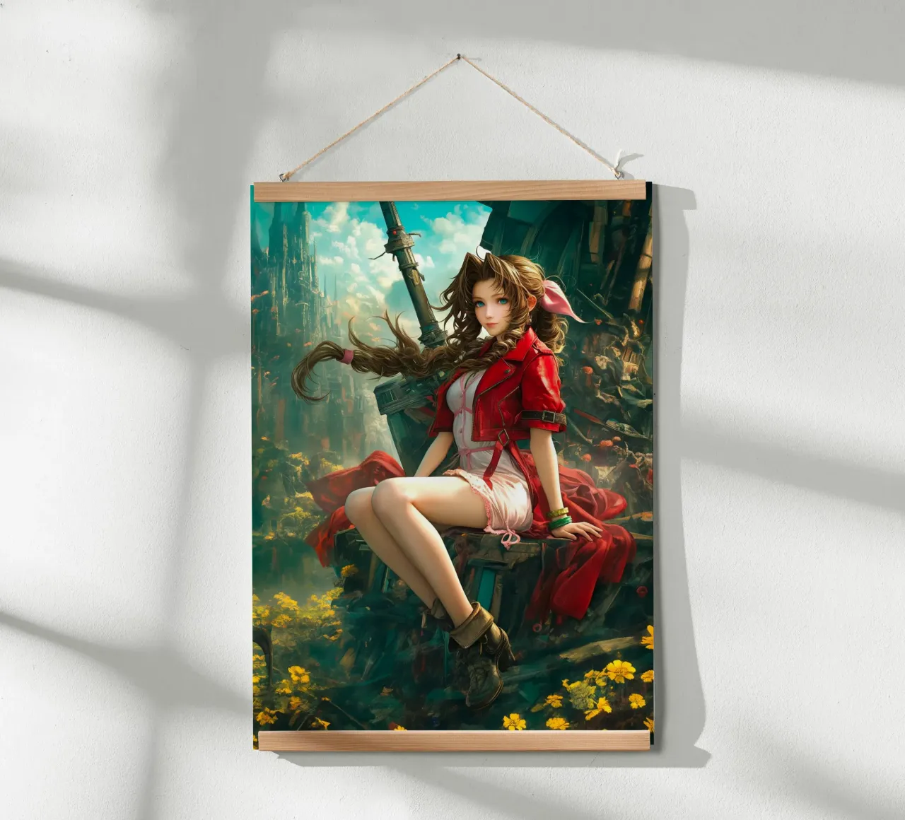 Fleuriste Aerith à Midgar Final Fantasy VII FF7 poster avec cadre en plastique de Fleur de Lys