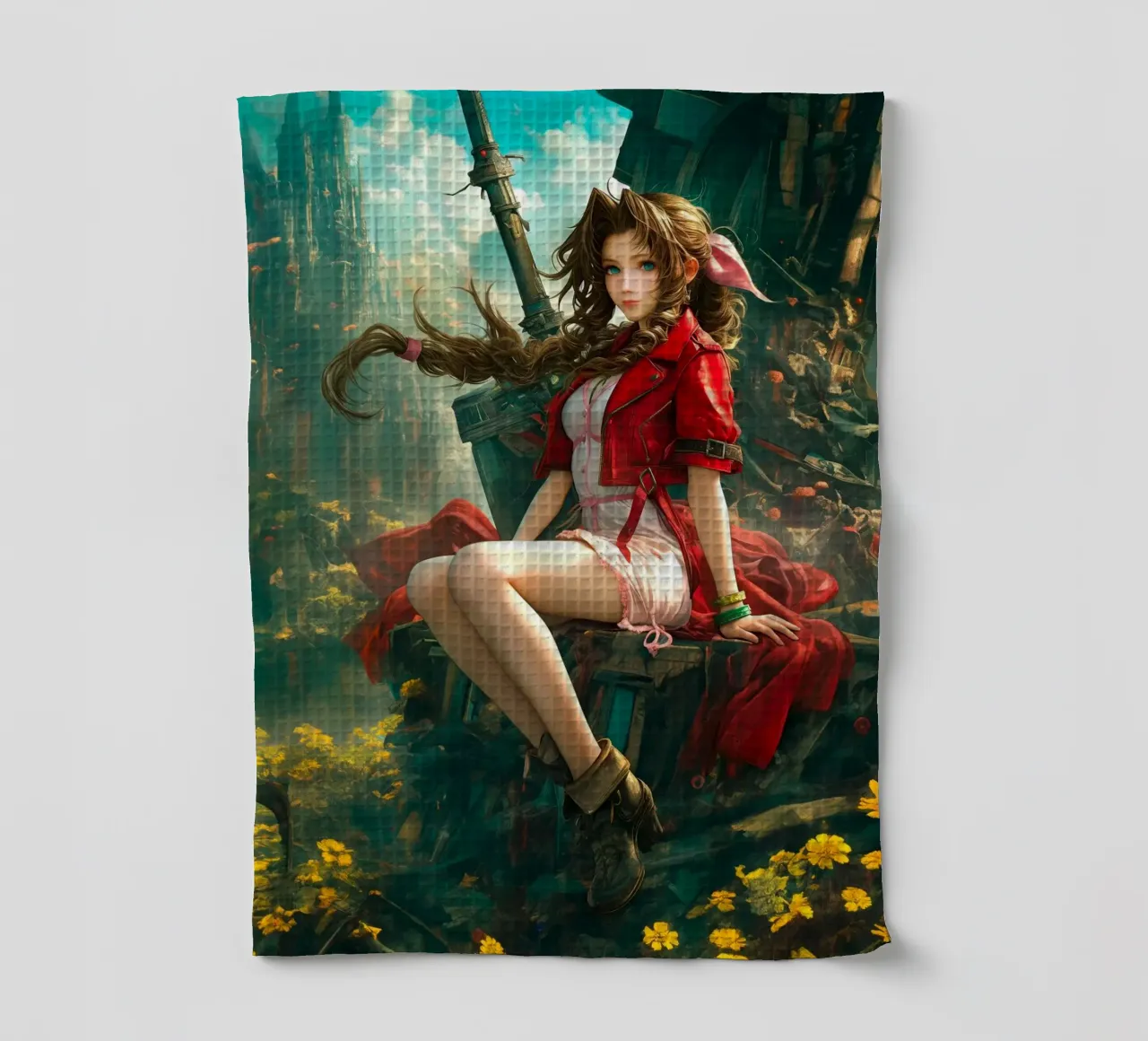Ragazza in fiore Aerith a Midgar Final Fantasy VII FF7 canovaccio da cucina da Fleur de Lys