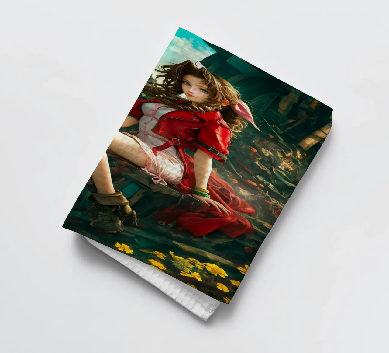 Ragazza in fiore Aerith a Midgar Final Fantasy VII FF7 canovaccio da cucina da Fleur de Lys