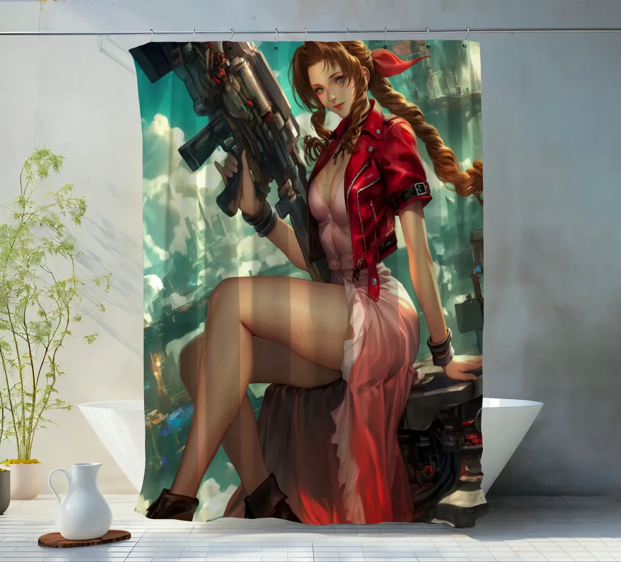 Ragazza dei fiori Aerith Final Fantasy VII tenda da doccia da Fleur de Lys