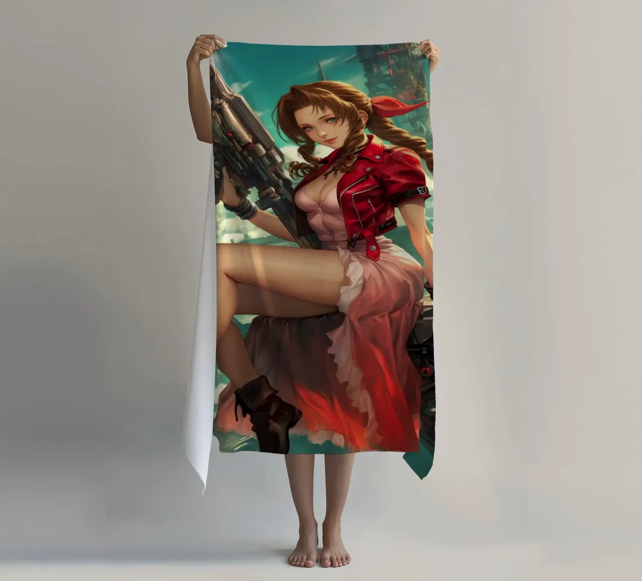Ragazza dei fiori Aerith Final Fantasy VII telo mare da Fleur de Lys