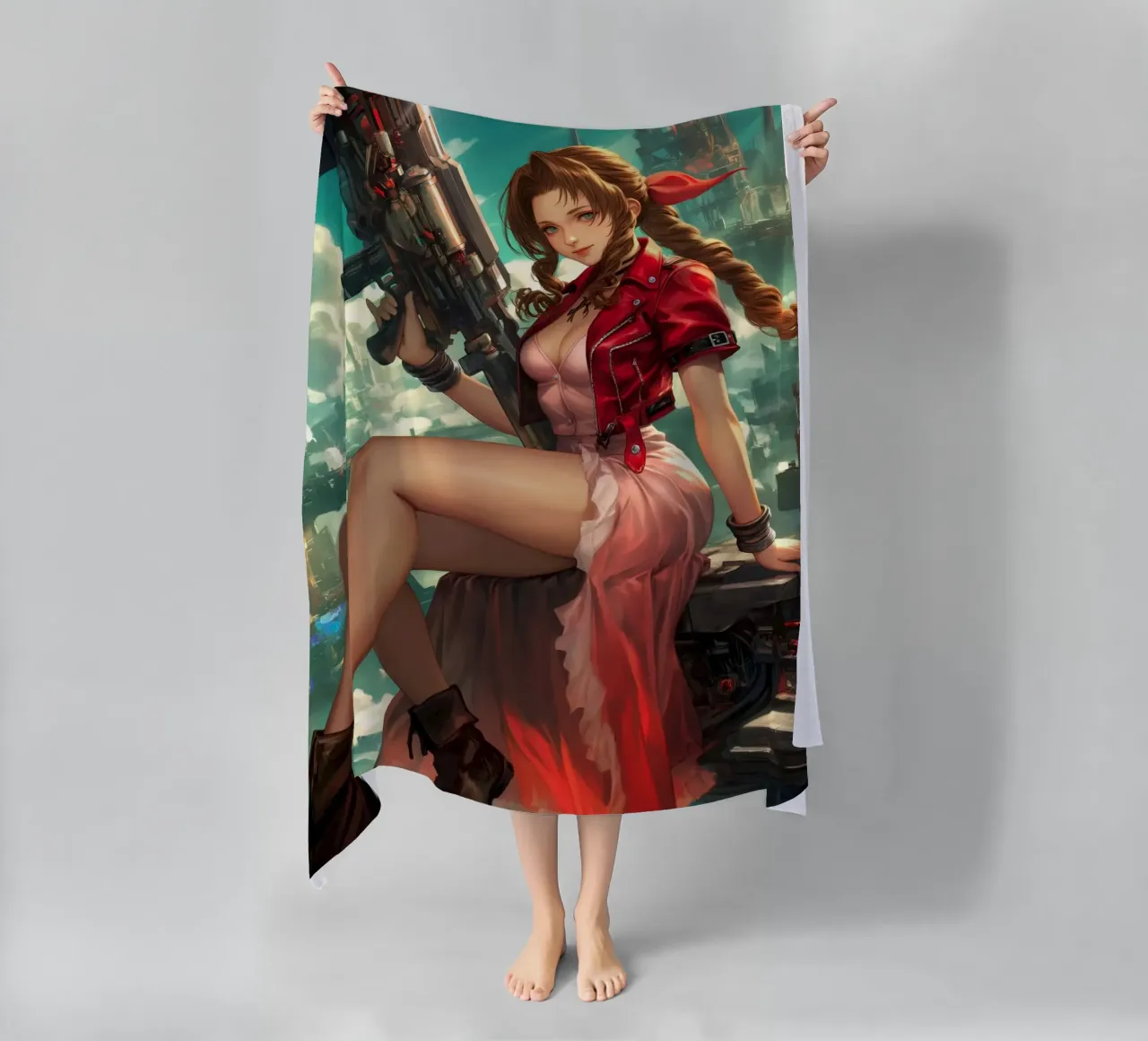 Ragazza dei fiori Aerith Final Fantasy VII telo mare da Fleur de Lys