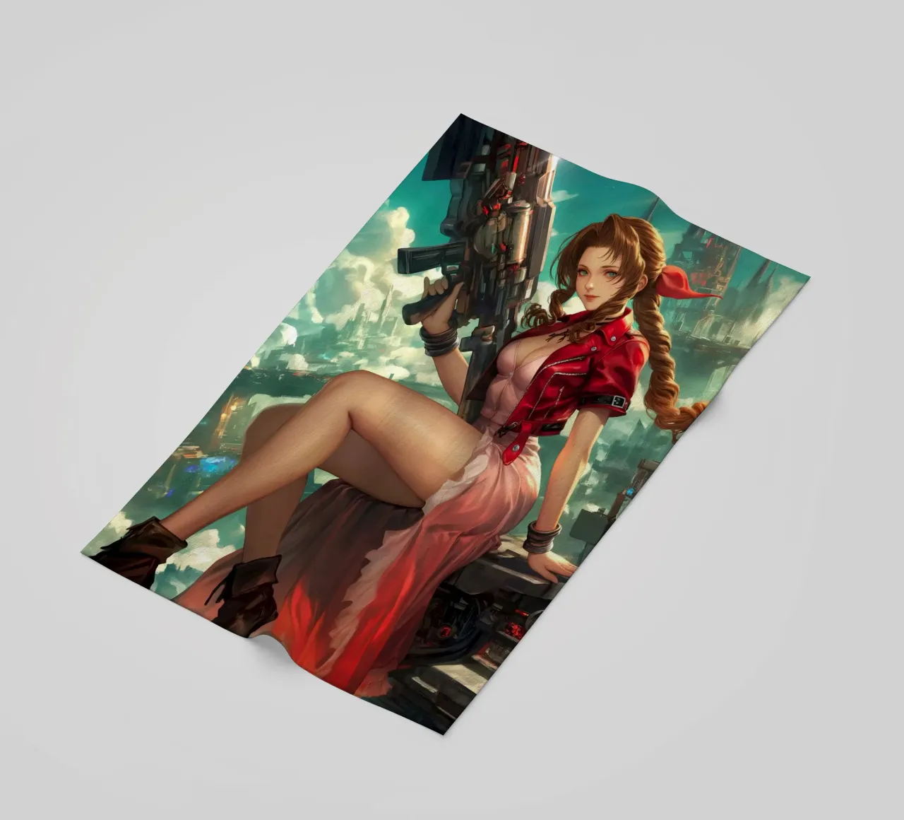 Ragazza dei fiori Aerith Final Fantasy VII telo mare da Fleur de Lys