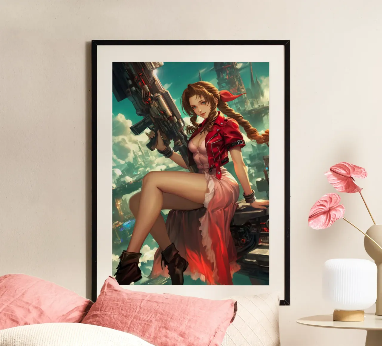 Ragazza dei fiori Aerith Final Fantasy VII poster con telaio in plastica da Fleur de Lys