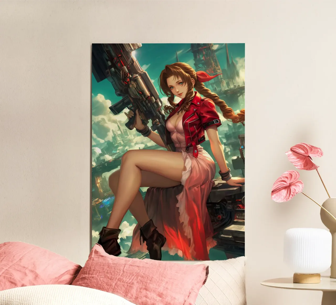 Ragazza dei fiori Aerith Final Fantasy VII poster con telaio in plastica da Fleur de Lys