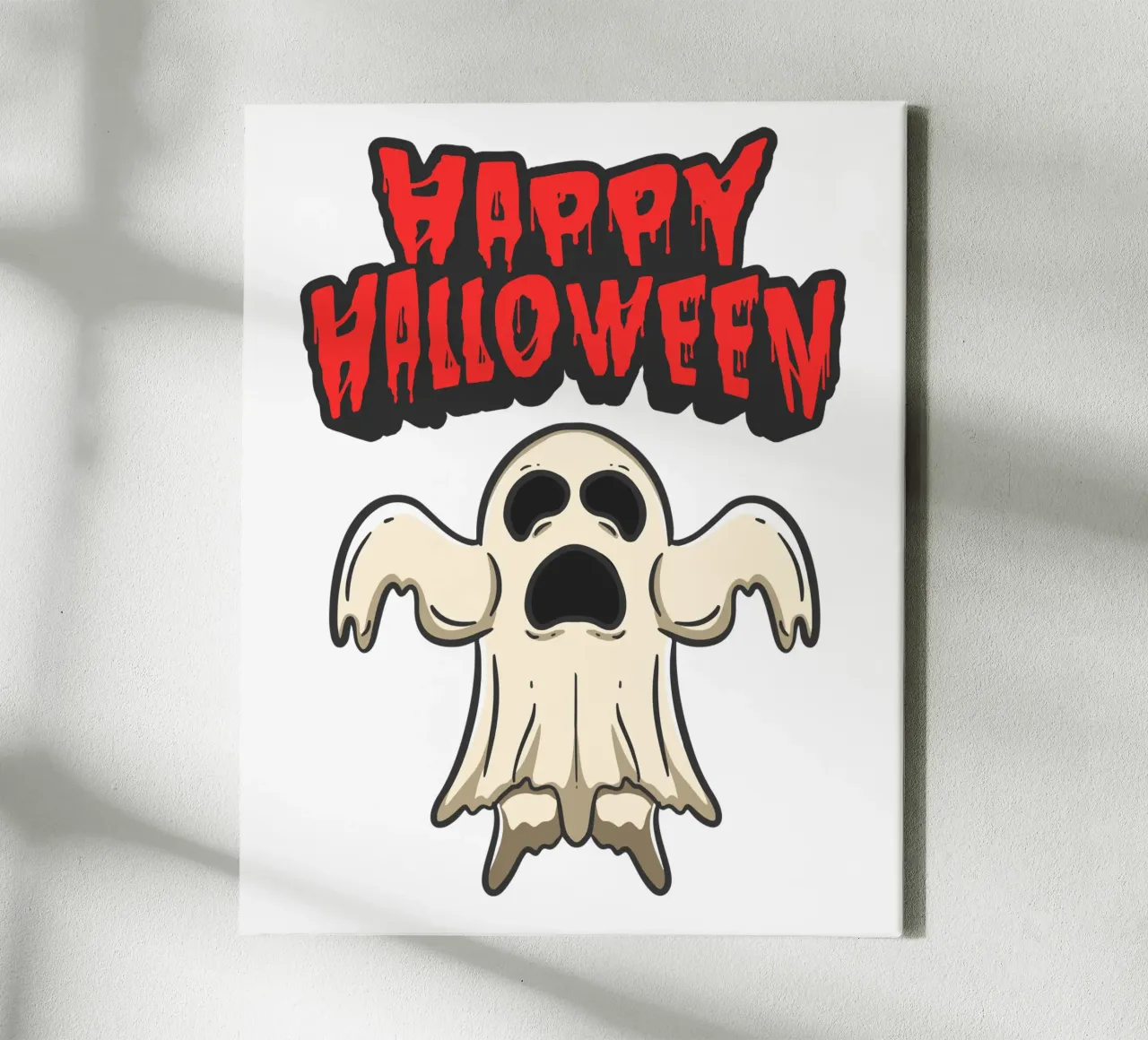 ghost funny happy halloween canvas with Floater frame by muhidines