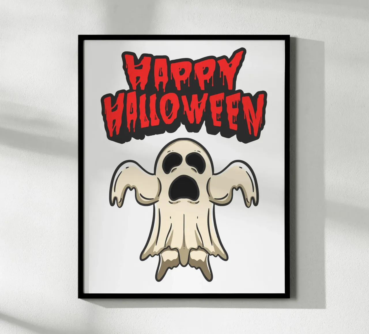fantasma divertente felice halloween poster con telaio in alluminio da muhidines