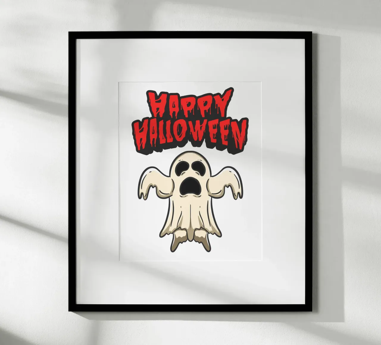 fantasma divertente felice halloween poster con telaio in alluminio da muhidines