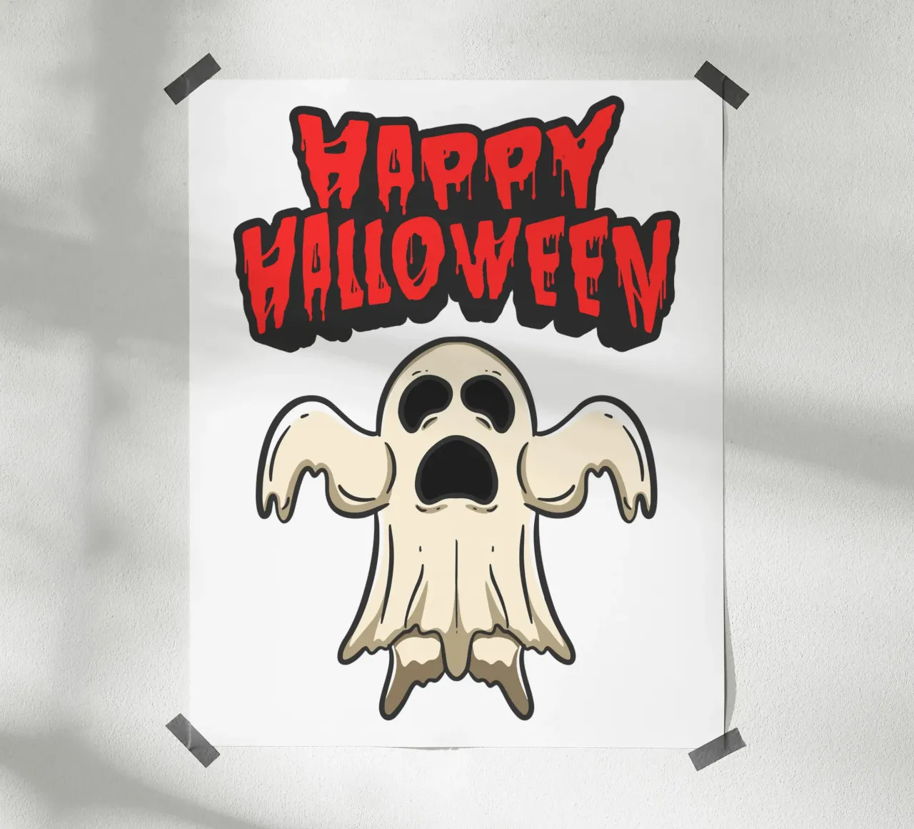 fantasma divertente felice halloween poster con telaio in alluminio da muhidines