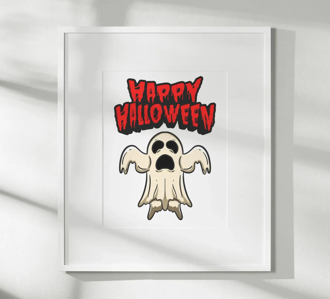 fantasma divertente felice halloween poster con telaio in alluminio da muhidines