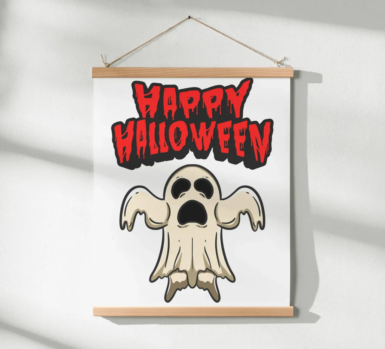 fantasma divertente felice halloween poster con telaio in alluminio da muhidines