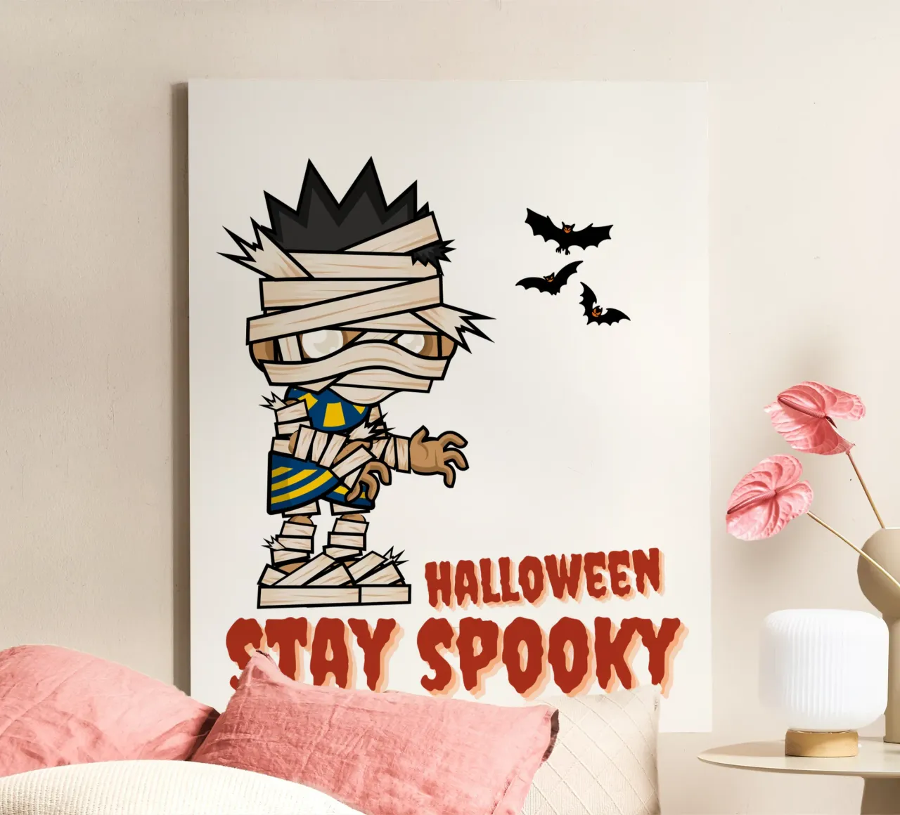 Halloween Blijf Griezelig Mummie canvas met Baklijst van muhidines