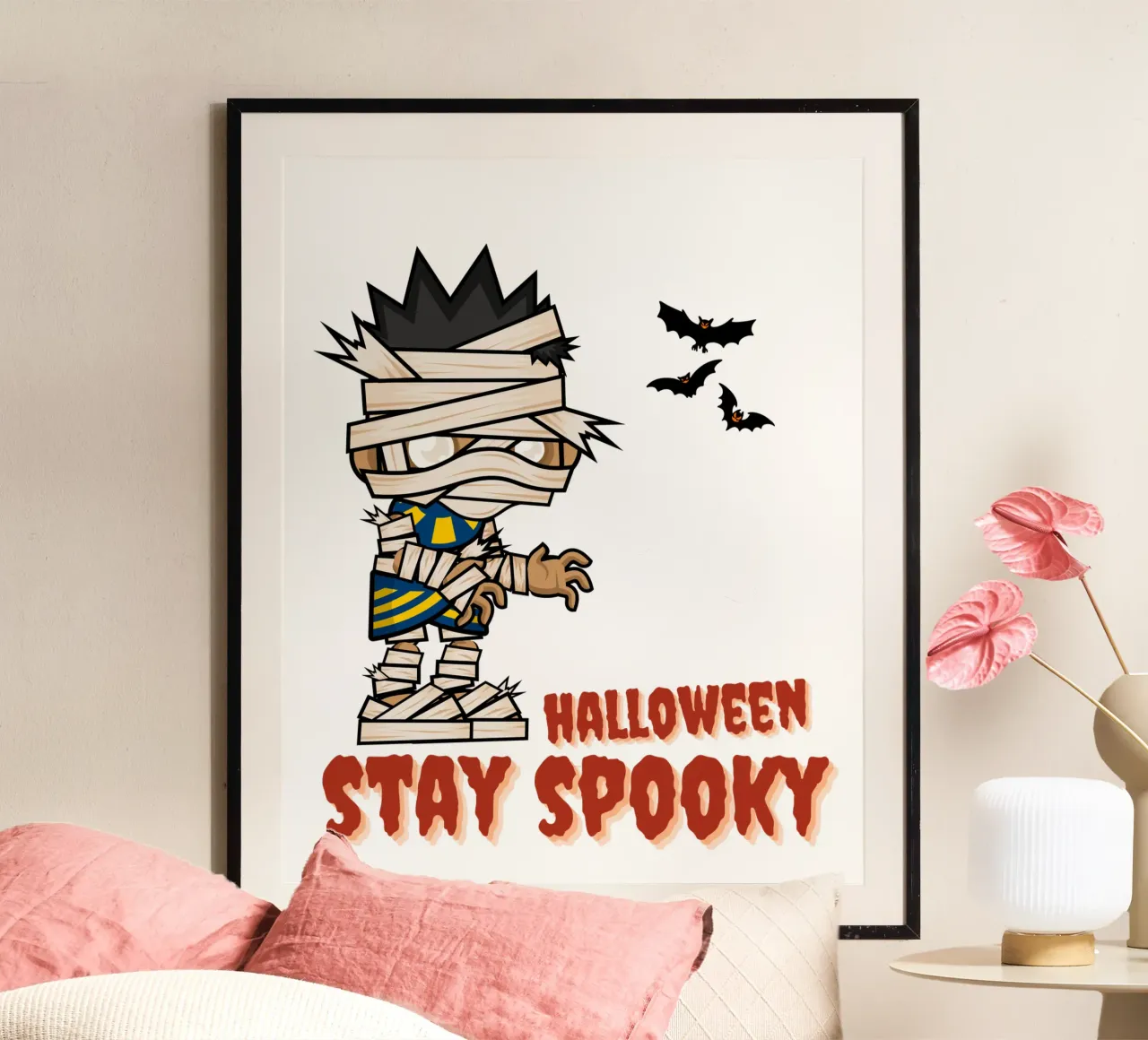 Halloween Stay Spooky Mummy poster con telaio in plastica da muhidines