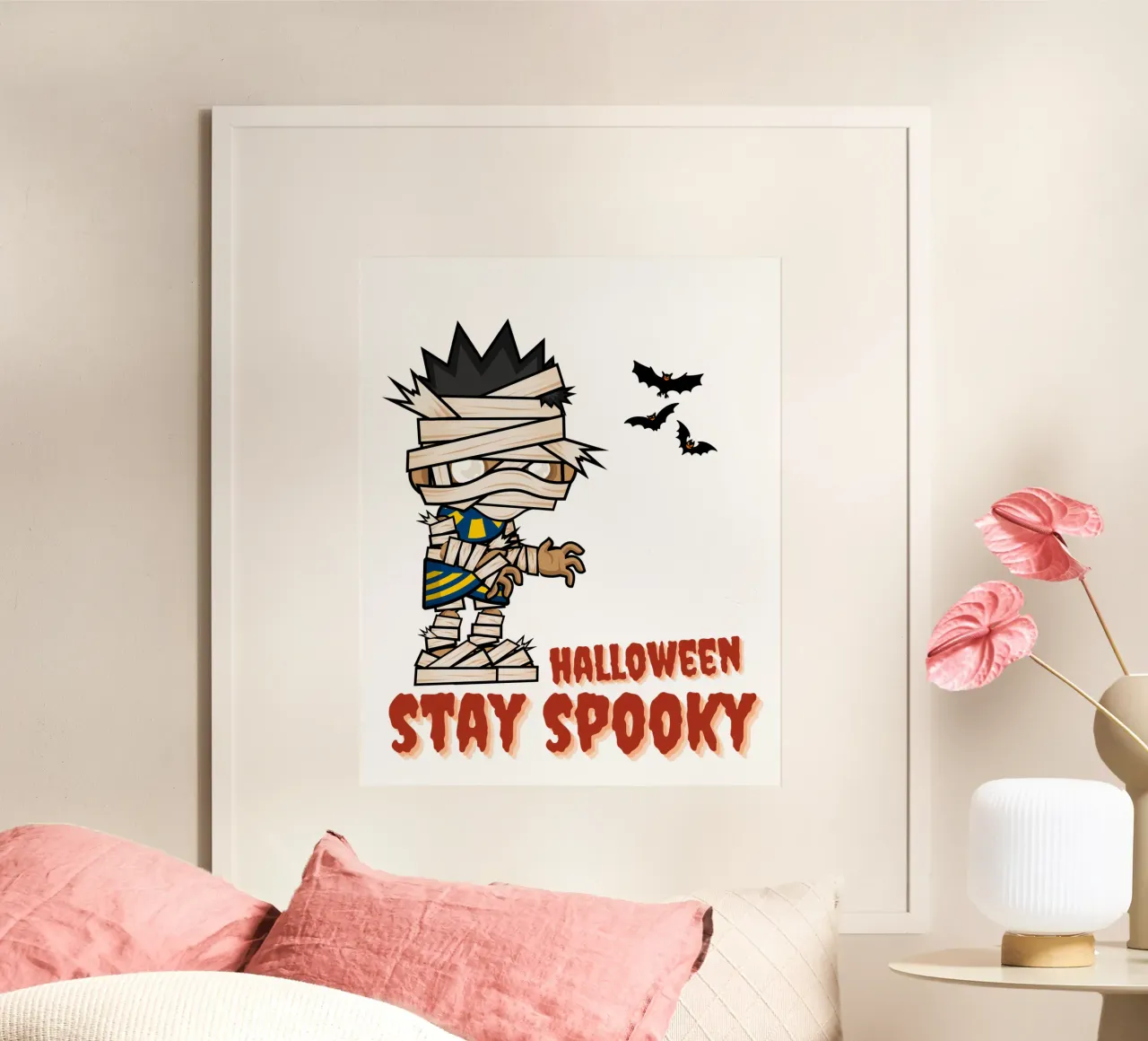 Halloween Stay Spooky Mummy poster con telaio in plastica da muhidines