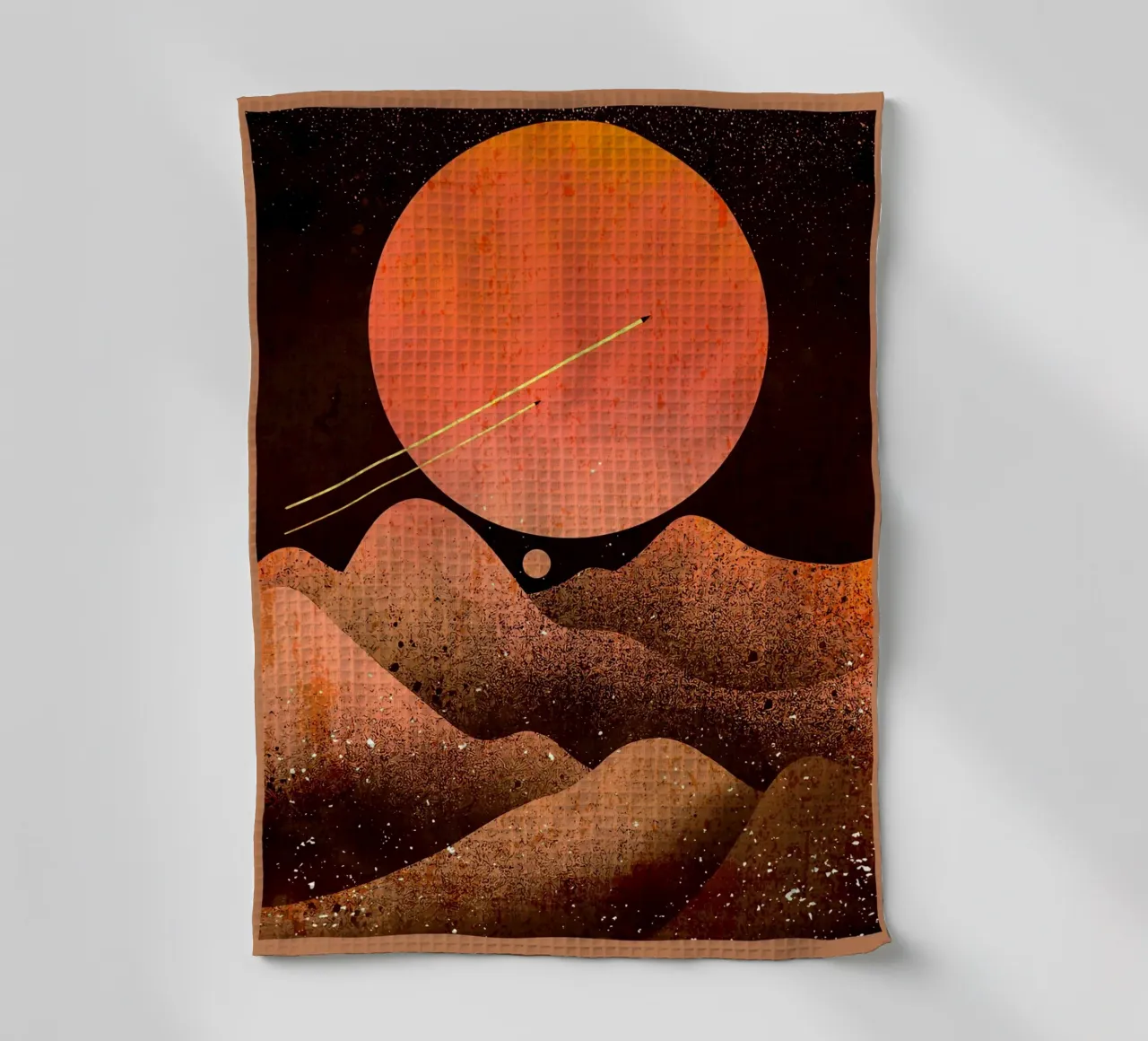 Sonne Mond Berge Raum Geschirrtuch von Christine N Shay