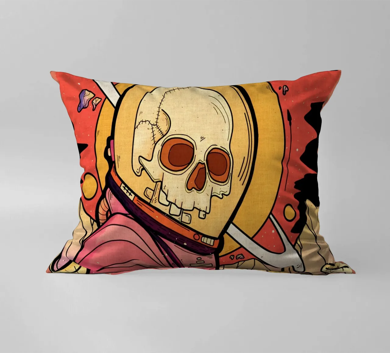 scheletro astronauta spazio pianeta cuscino da Christine N Shay