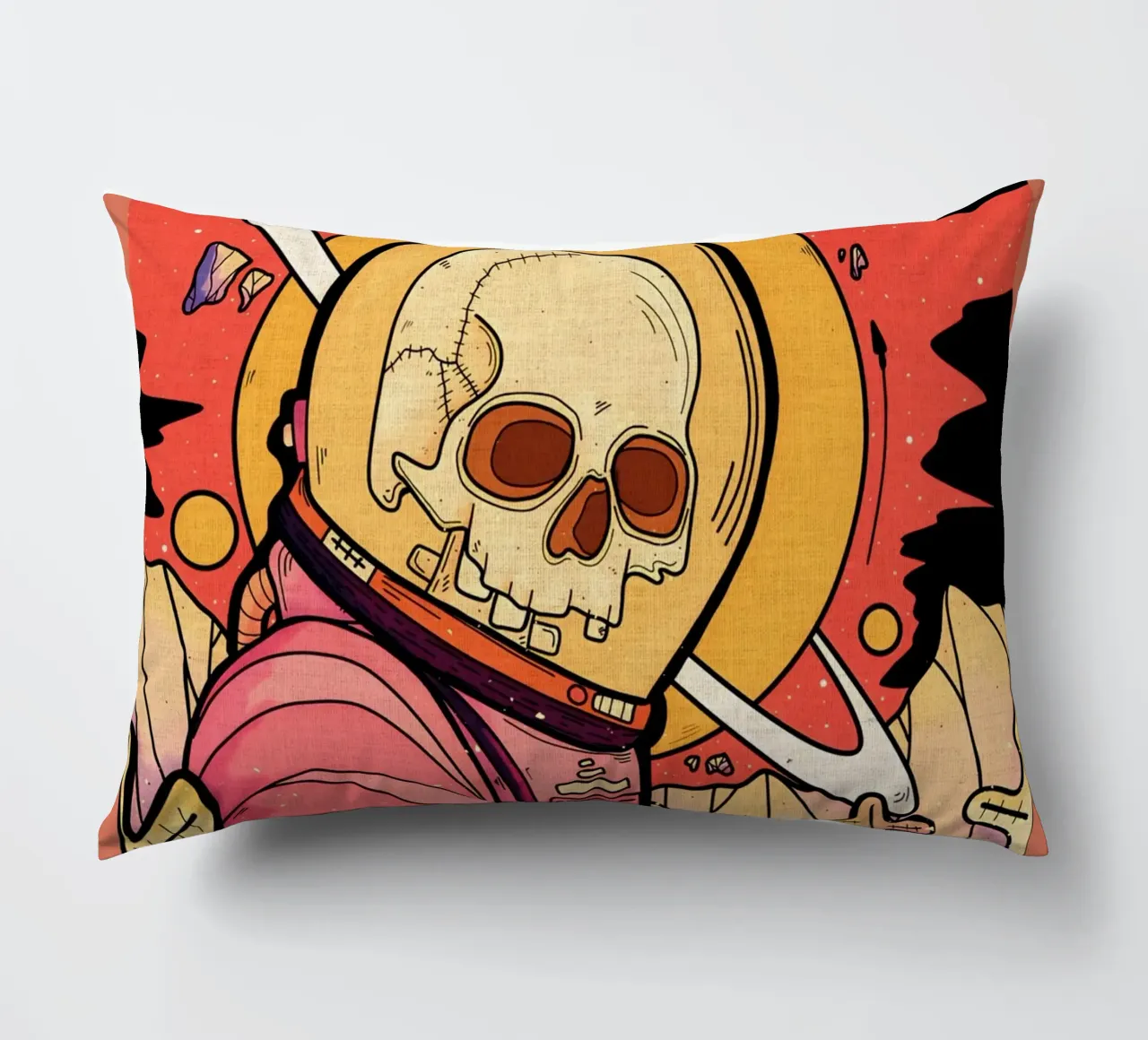 scheletro astronauta spazio pianeta cuscino da Christine N Shay