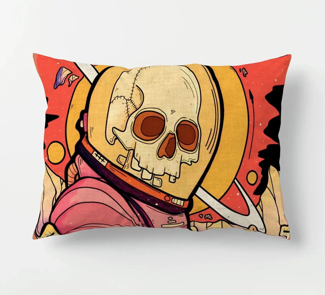 scheletro astronauta spazio pianeta cuscino da Christine N Shay