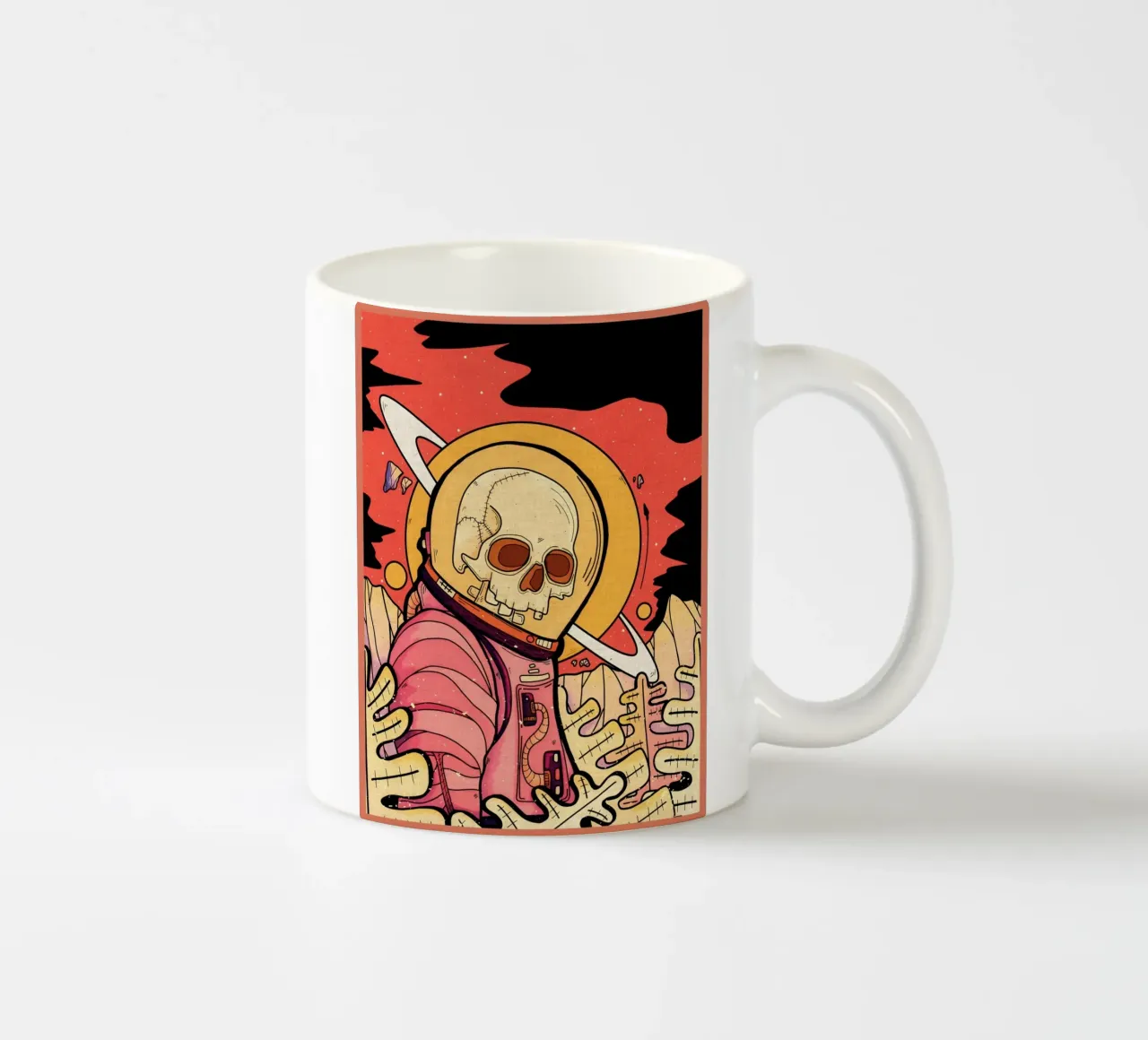 skelet astronaut ruimte planeet keramische mok van Christine N Shay