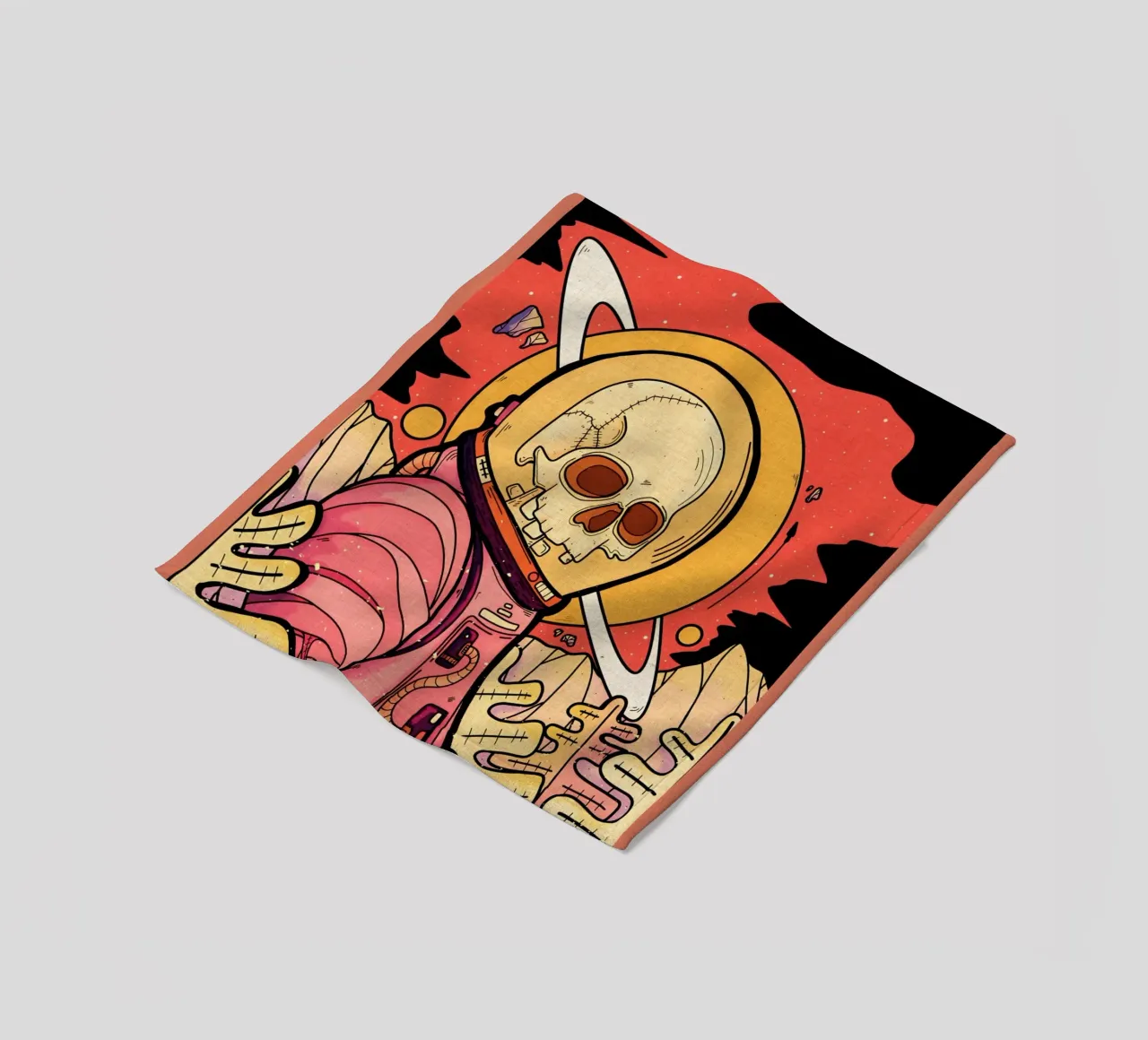 skeleton astronaut space planet fleece blanket by Christine N Shay