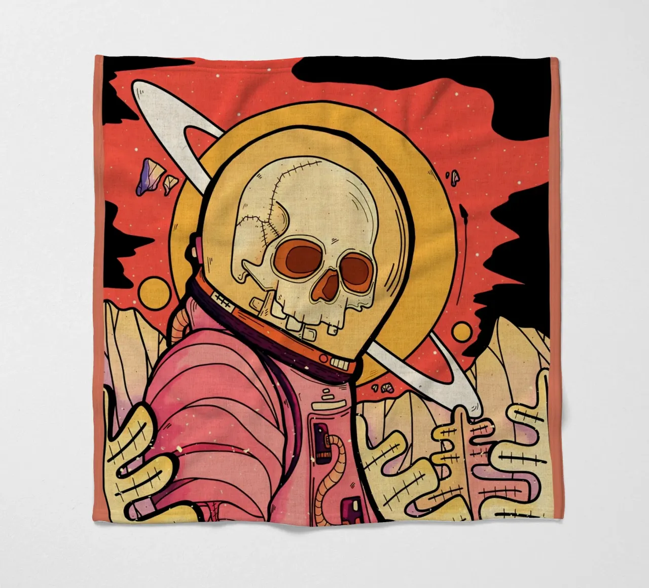 skeleton astronaut space planet fleece blanket by Christine N Shay