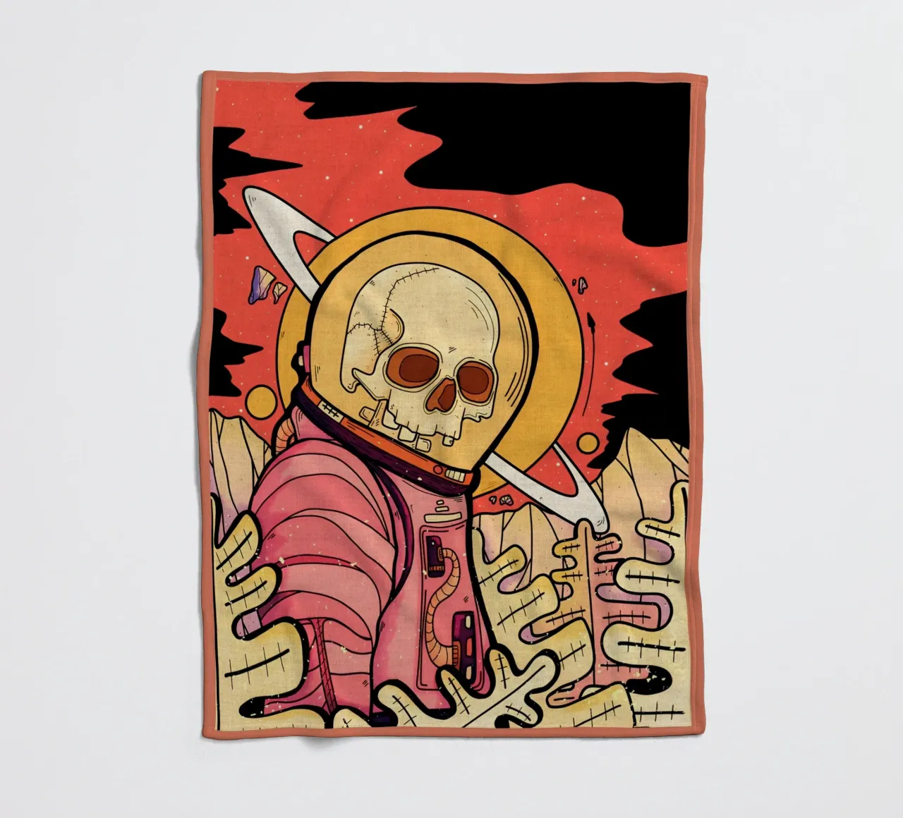 skeleton astronaut space planet fleece blanket by Christine N Shay