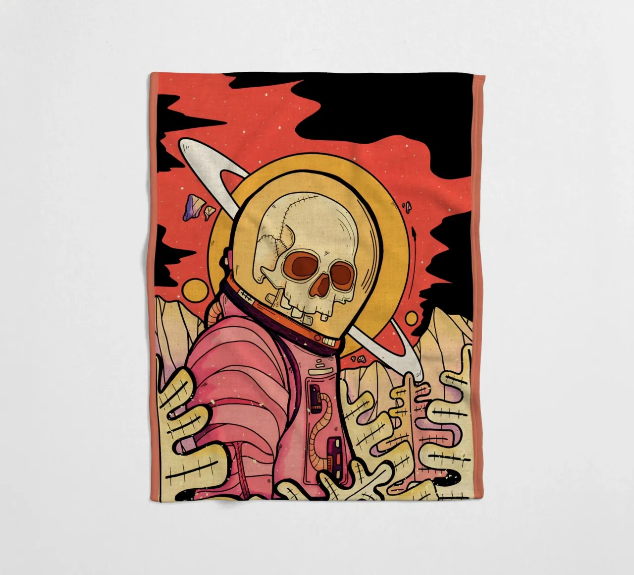 skeleton astronaut space planet fleece blanket by Christine N Shay