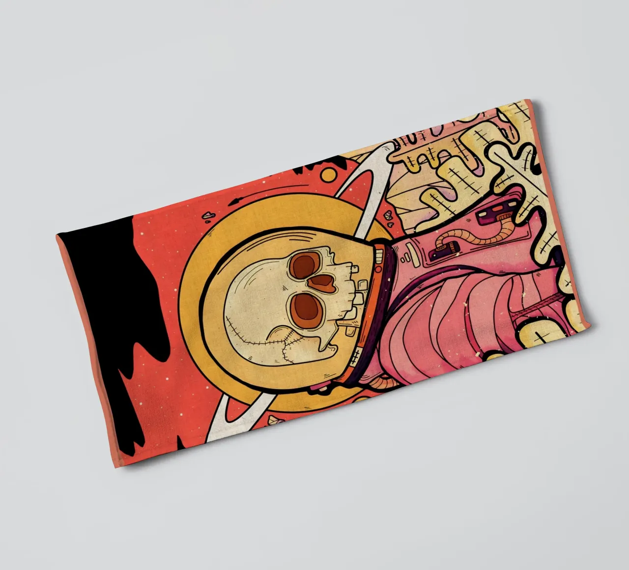 skeleton astronaut space planet towel by Christine N Shay