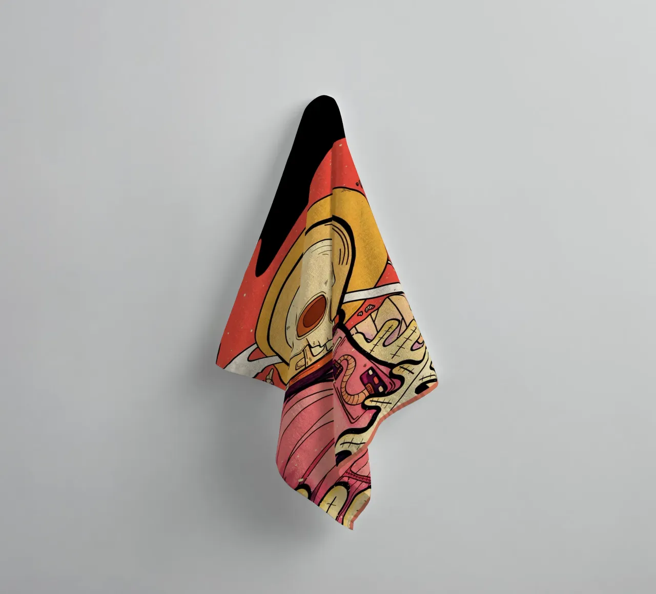 skeleton astronaut space planet towel by Christine N Shay