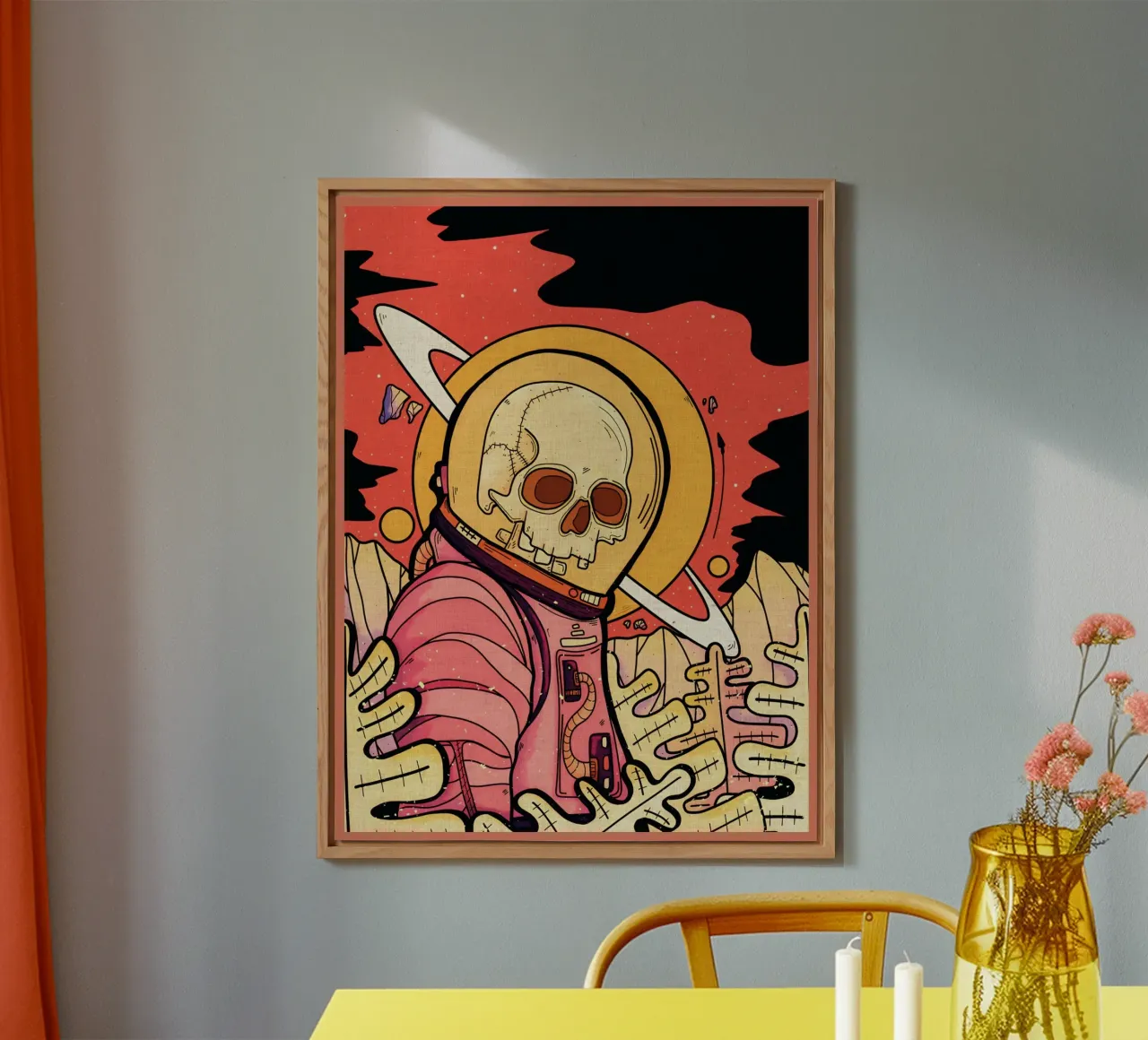 scheletro astronauta spazio pianeta alluminio dibond da Christine N Shay