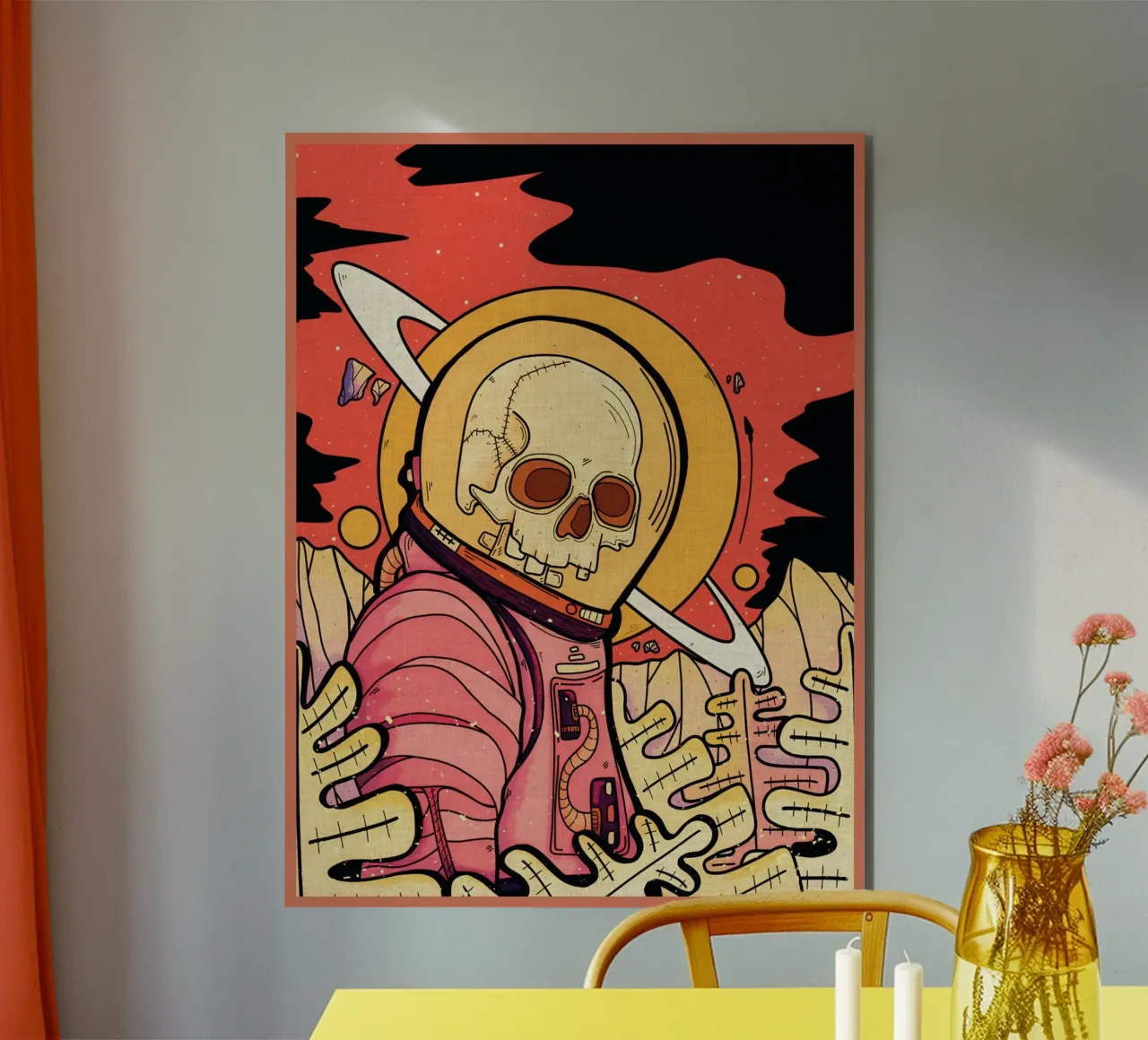scheletro astronauta spazio pianeta alluminio dibond da Christine N Shay