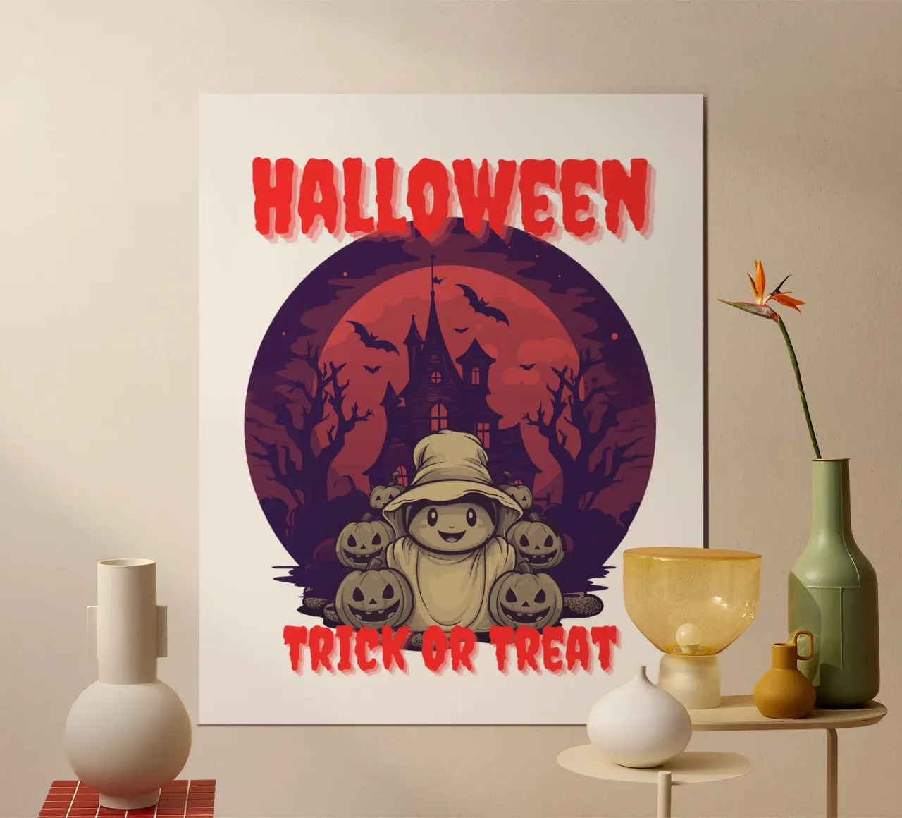 zucche "dolcetto o scherzetto" di Halloween poster con telaio in plastica da muhidines