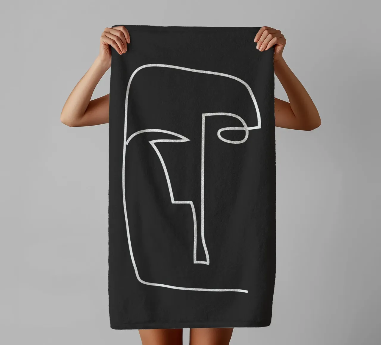 abstract line art face towel by ThingDesign