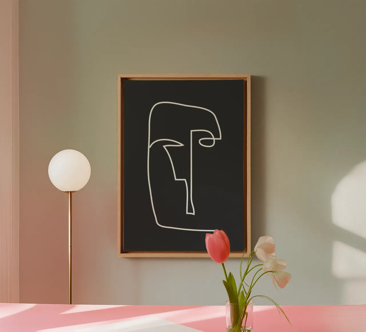 abstract line art face canvas by ThingDesign