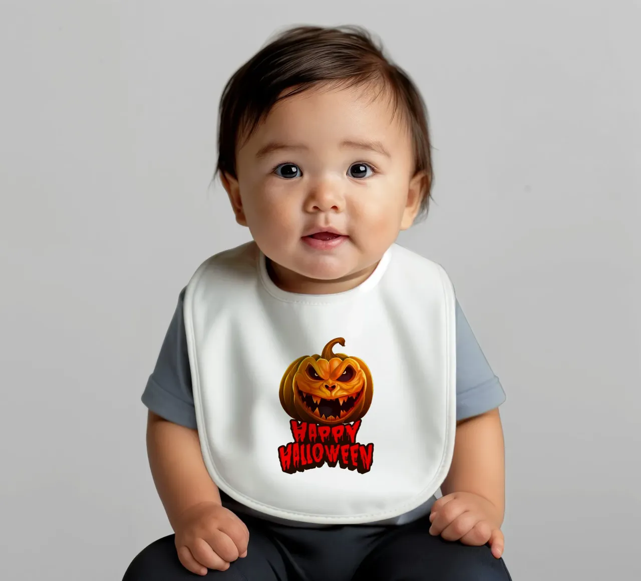 buon halloween zucca faccia di fantasma bavaglino da muhidines