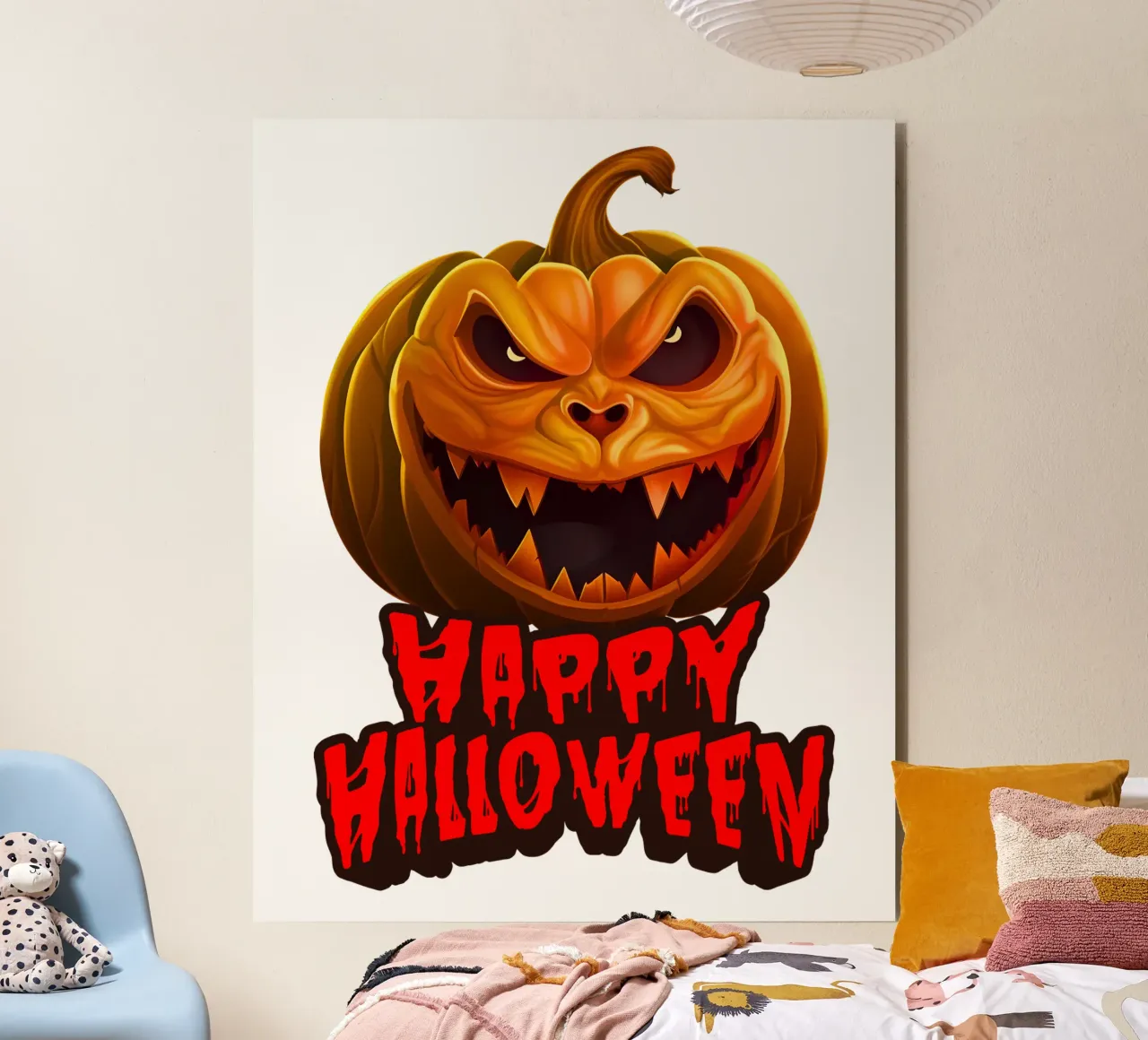 buon halloween zucca faccia di fantasma alluminio dibond da muhidines