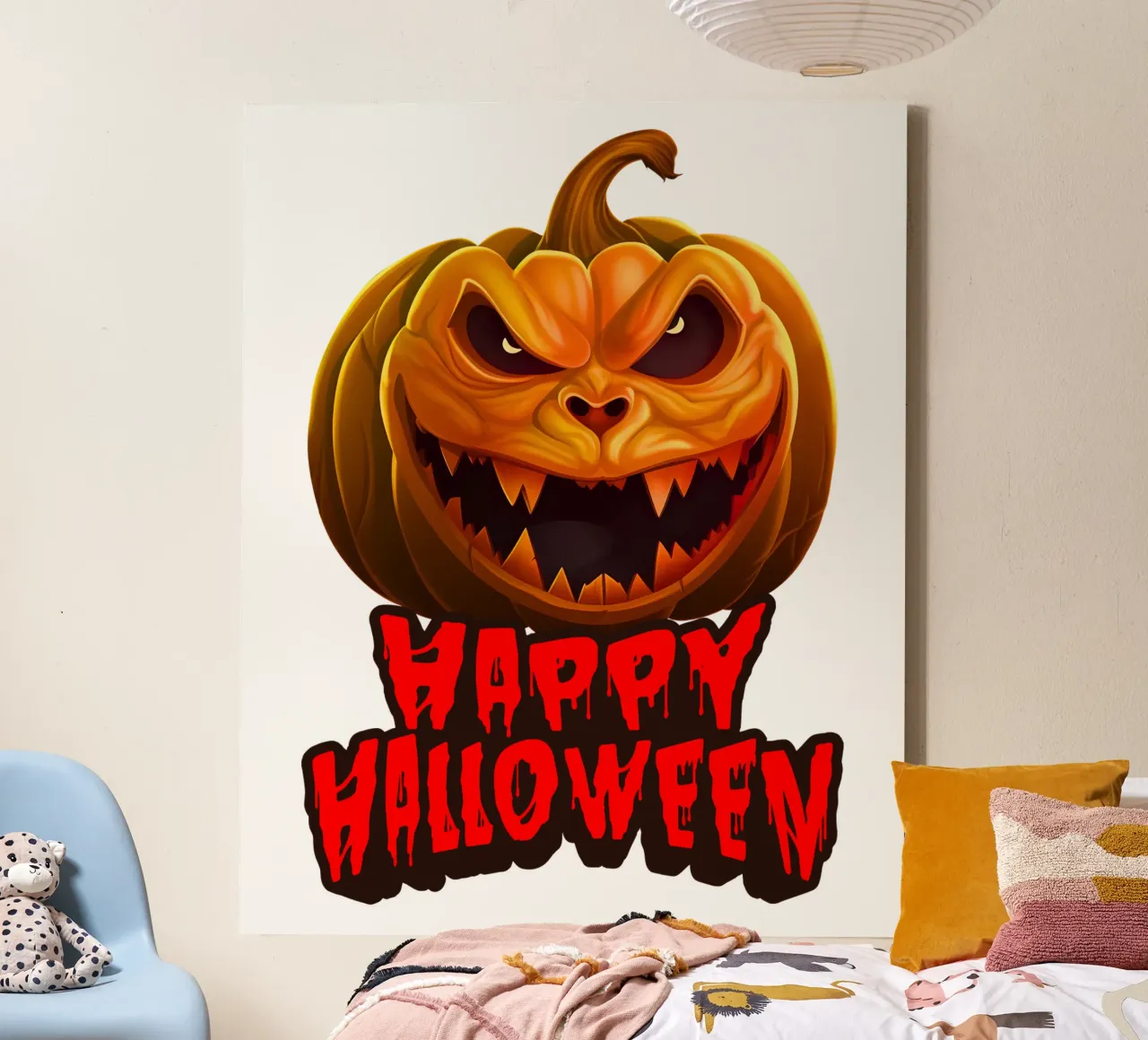 buon halloween zucca faccia di fantasma tela con Cornice a cassetta da muhidines