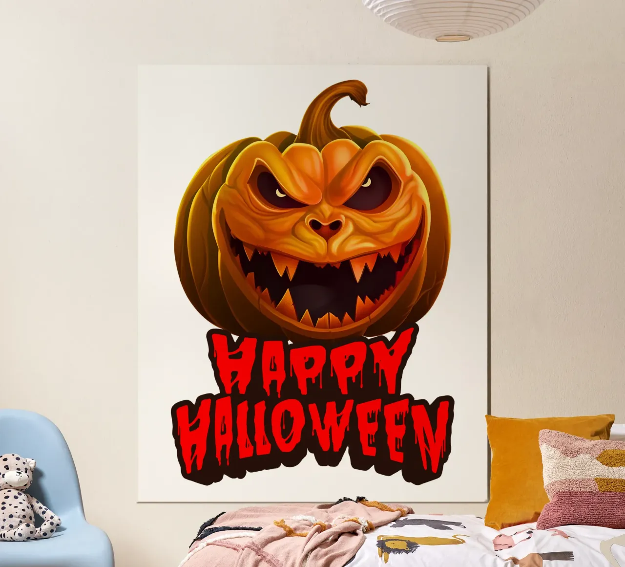 buon halloween zucca faccia di fantasma poster con telaio in plastica da muhidines