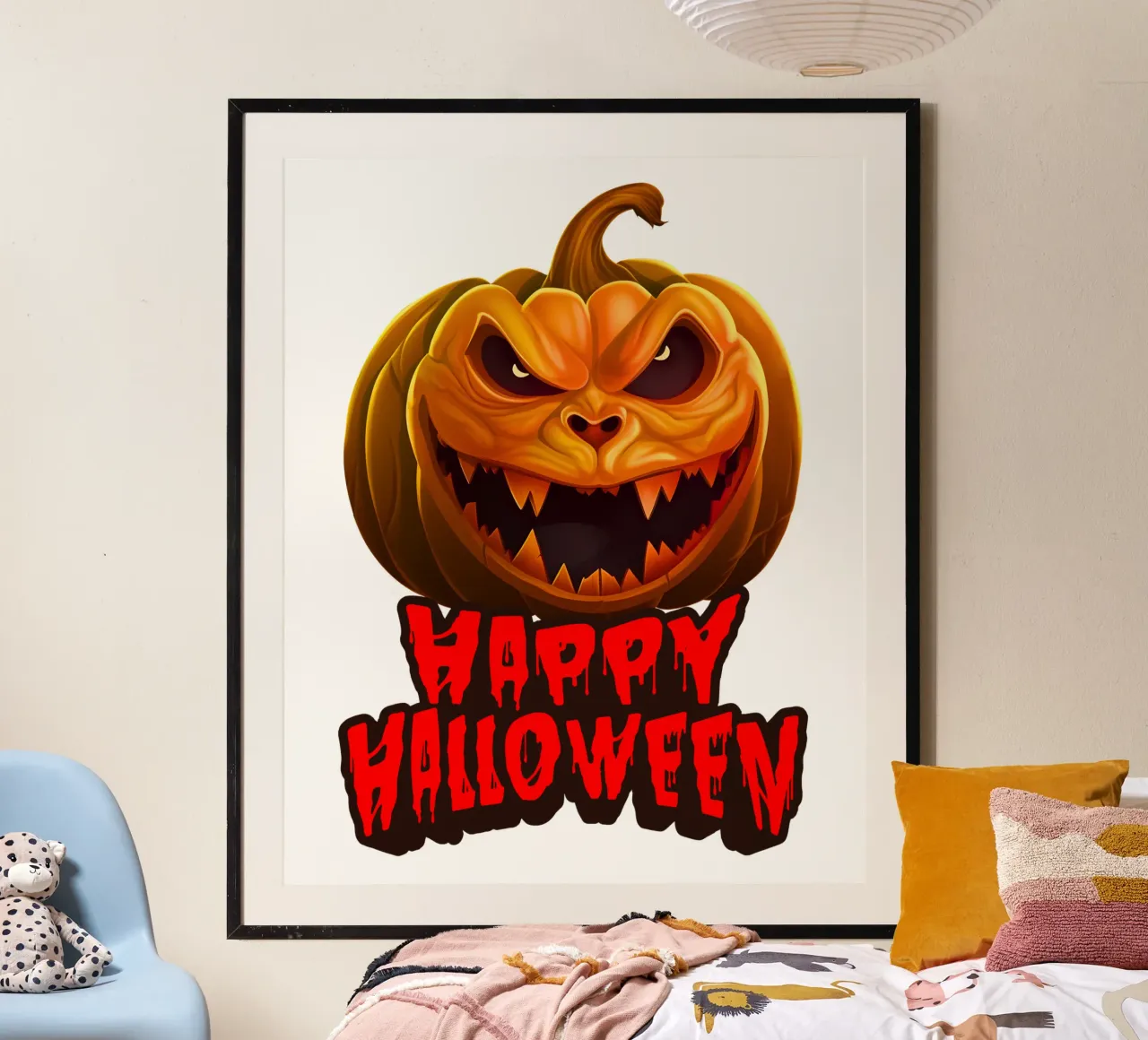 buon halloween zucca faccia di fantasma poster con telaio in plastica da muhidines