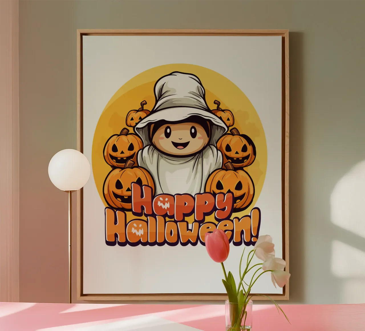buon halloween zucche spaventose tela con Cornice a cassetta da muhidines