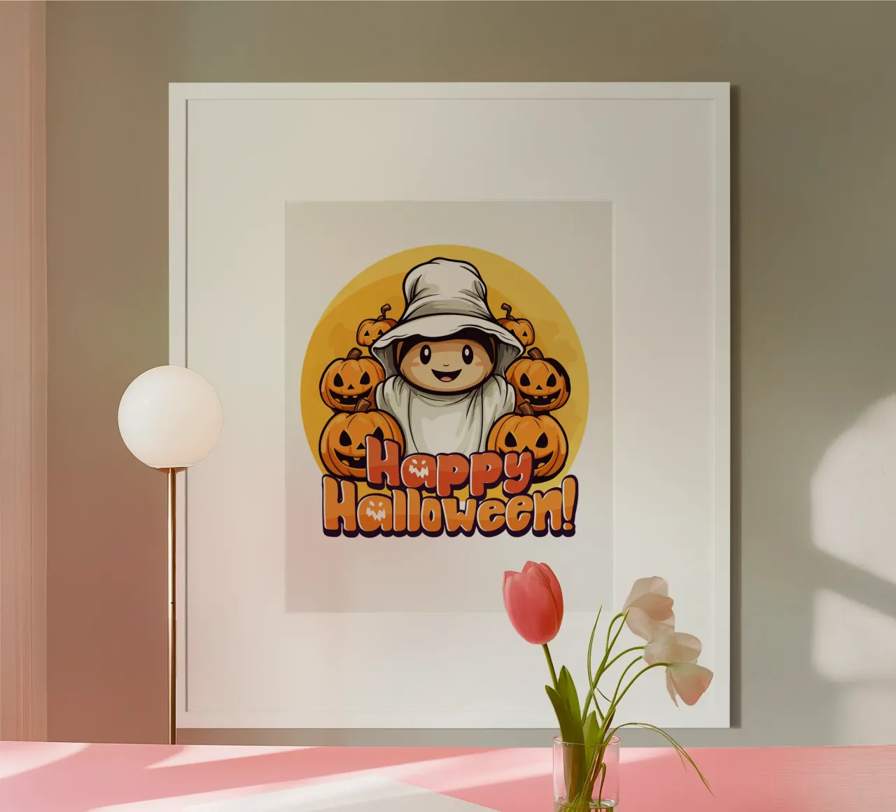 buon halloween zucche spaventose poster con telaio in plastica da muhidines