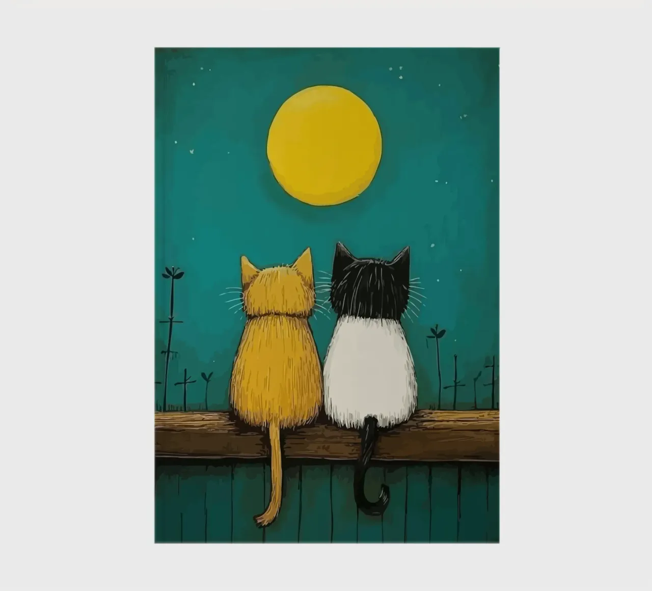 a pair of cats under the full moon diario da Dumery Art